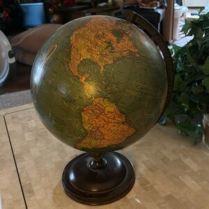COPY - Antique world globe in perfect condition.. wood base   17” tall. C 39” a…